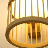 Geflochtene Bambus-Wandleuchte im Japandi-Stil für das Esszimmer
