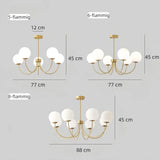 Goldener Kronleuchter mit Kugeln aus Opalglas für Wohnzimmer, Modern