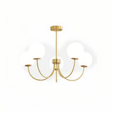 Goldener Kronleuchter mit Kugeln aus Opalglas für Wohnzimmer, Modern
