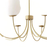 Goldener Kronleuchter mit Kugeln aus Opalglas für Wohnzimmer, Modern