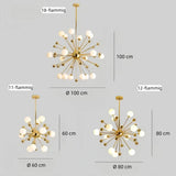 Goldener Sputnik-Kronleuchter mit LED für Esszimmer, Modern