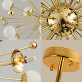 Goldener Sputnik-Kronleuchter mit LED für Esszimmer, Modern