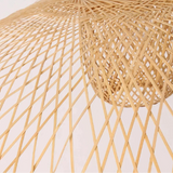 Japanische Rattan-Hängeleuchte in Hutform für das Esszimmer