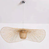 Große japanische Pendelleuchte aus Rattan für das Esszimmer in Hutform
