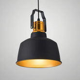 Industrial Pendelleuchte Schwarz-Gold aus Metall für Esszimmer