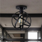 Industrial Deckenleuchte aus schwarzem Metall, kugelförmiges Design, für Flur
