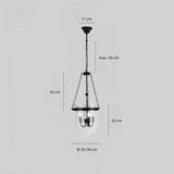 Industrial Pendelleuchte aus Glas und Metall, Schwarz, für Esszimmer