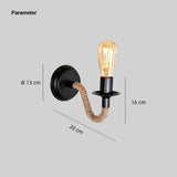 LED Wandleuchte im Industrie-Stil mit Juteseil und schwarzem Metall