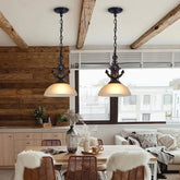 Landhaus Pendelleuchte aus Glas für Esszimmer