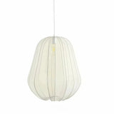 Japanische Lampion-Hängeleuchte aus weißem Stoff für Esszimmer