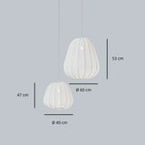 Japanische Lampion-Hängeleuchte aus weißem Stoff für Esszimmer