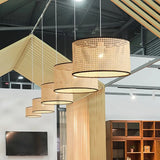 Rattan Pendelleuchte im japanischen Stil für Esszimmer