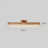 Maßgrafik der Holz-Wandleuchte mit markierten Maßen von 30 cm und 2 cm