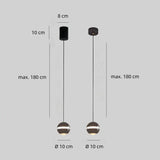 Kleine Kugel-Pendelleuchte aus Metall, höhenverstellbar, fürs Schlafzimmer