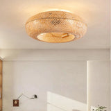 Kleiner Bambus-Deckenventilator mit Licht im Vintage-Stil