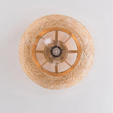 Kleiner Bambus-Deckenventilator mit Licht im Vintage-Stil