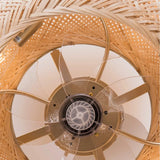 Kleiner Bambus-Deckenventilator mit Licht im Vintage-Stil