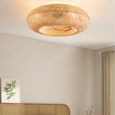 Kleiner Bambus-Deckenventilator mit Licht im Vintage-Stil