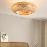 Kleiner Bambus-Deckenventilator mit Licht im Vintage-Stil