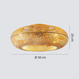 Kleiner Bambus-Deckenventilator mit Licht im Vintage-Stil