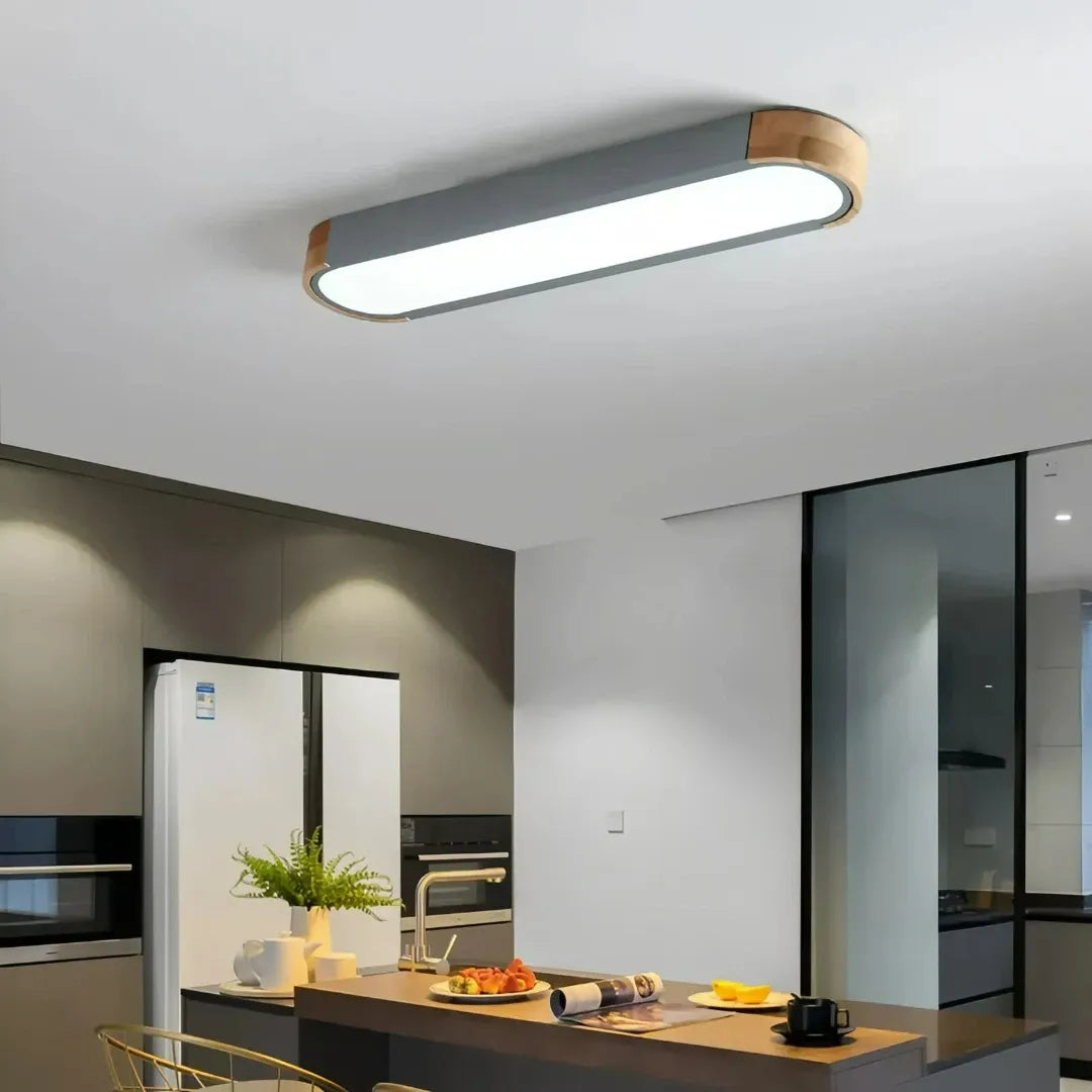 LED-Deckenleuchte oval – skandinavisch, dimmbar, aus Holz
