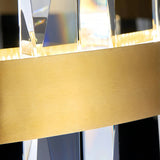 Moderne Ring Pendelleuchte aus Edelstahl mit Kristall in Gold für Esszimmer