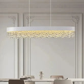 LED Kristall-Pendelleuchte länglich dimmbar für das Esszimmer