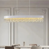 LED Kristall Pendelleuchte dimmbar, längliches Design, für das Esszimmer