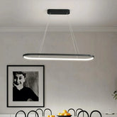 LED Pendelleuchte für den Esstisch oval modern dimmbar aus Metall