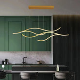 Goldene zweiflammige LED-Pendelleuchte in Wellenform