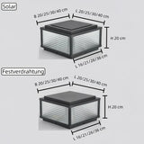 LED Solar-Sockelleuchte IP65, schwarz, mit Glas-Schirm, für außen