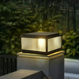 LED Solar-Sockelleuchte IP65, schwarz, mit Glas-Schirm, für außen