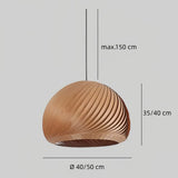 Skandinavische Holz-Pendelleuchte in Kürbisform für den Esstisch