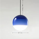 Bunte LED Pendelleuchte Kugel aus Glas für Esszimmer