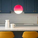 Bunte LED Pendelleuchte Kugel aus Glas für Esszimmer