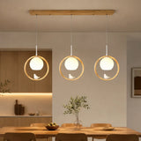 Skandinavische LED-Pendelleuchte aus Holz in Ringform für das Esszimmer