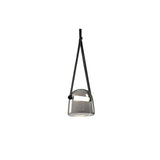 Moderne Pendelleuchte aus Glas und Leder im Helmdesign fürs Esszimmer