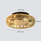 Leiser Deckenventilator mit Licht aus Bambusgeflecht
