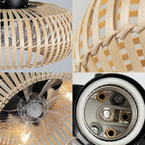 Leiser Deckenventilator mit Licht aus Bambusgeflecht