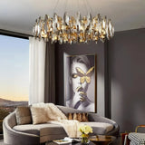 Moderne Pendelleuchte mit Kristallringen dimmbar für Wohnzimmer