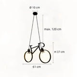 Moderne Fahrrad Pendelleuchte aus Schmiedeeisen 2 flammig