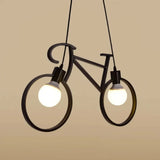 Moderne Fahrrad Pendelleuchte aus Schmiedeeisen 2 flammig