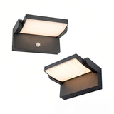 Moderne LED Außenwandleuchte mit Sensor, IP65, Schwarz