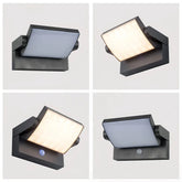 Moderne LED Außenwandleuchte mit Sensor, IP65, Schwarz