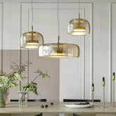 Moderne LED Pendelleuchte aus Glas – dimmbar, ideal für Esszimmer