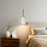 Moderne LED Pendelleuchte aus Glas in Zylinderform für Schlafzimmer