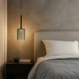 Moderne LED Pendelleuchte aus Glas in Zylinderform für Schlafzimmer