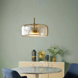 Moderne LED Pendelleuchte aus amber Glas für Esszimmer