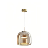 Moderne LED Pendelleuchte aus amber Glas für Esszimmer
