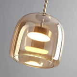 Moderne LED Pendelleuchte aus amber Glas für Esszimmer